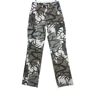 VTG Y2K Predator Camo Cargo Pants Mens 30 (29x36) Green Tan Chamois Flannel USA